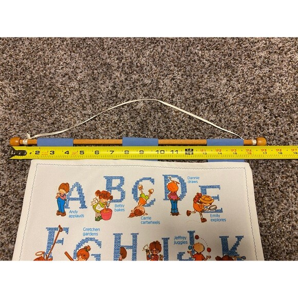 Alphabet Cross Stitch Needlepoint Hanging Decor Baby Nursery Playroom Vintage - Picture 10 of 12
